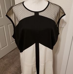Plus Size Black and White Peplum Sleeveless Top